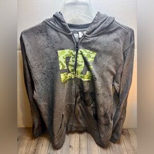 DC Shoes Camo Logo Fleece Lined Full Zip Up Gray Hoodie Men’s Size XL Y2K Skater